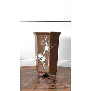 Brown Porcelain Prunus Bud Vase Blossoms Home Decor